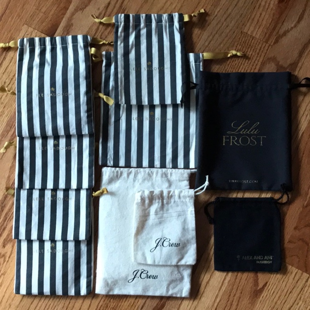 Lele Sadoughi Black and White Striped Jewelry Pouches